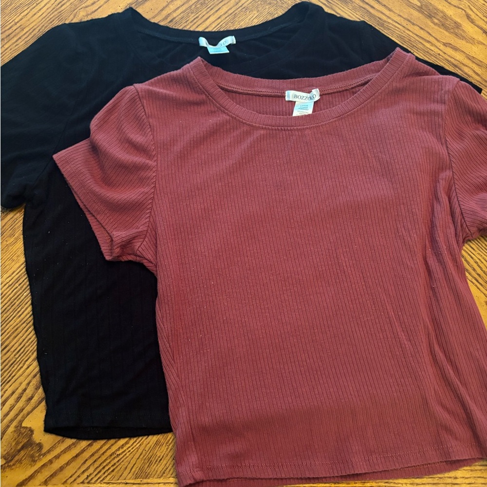Black and Rusted red t-shirts (set of two). Girls Size Large